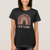 T-shirt Back To School 3rd Grade Rainbow Leopard Teachers (Devant)