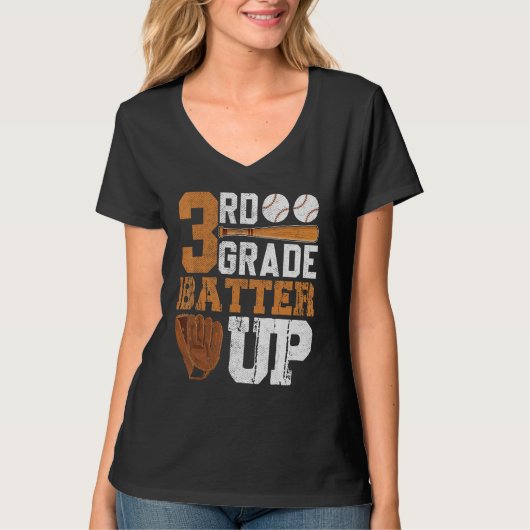 T-shirt Back To School 3rd Grade Students Baseball Batter (Devant)