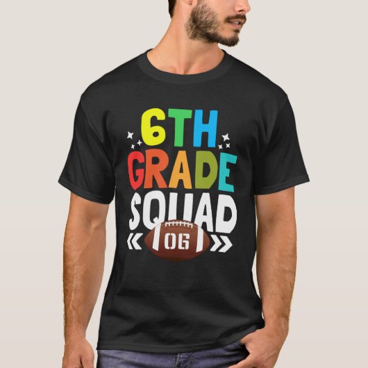 T-shirt Back to School 6th Grade squad Football Kids (Devant)