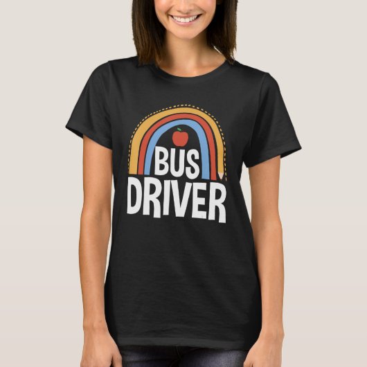 T-shirt Back To School Appreciation Boho Rainbow Bus Drive (Devant)