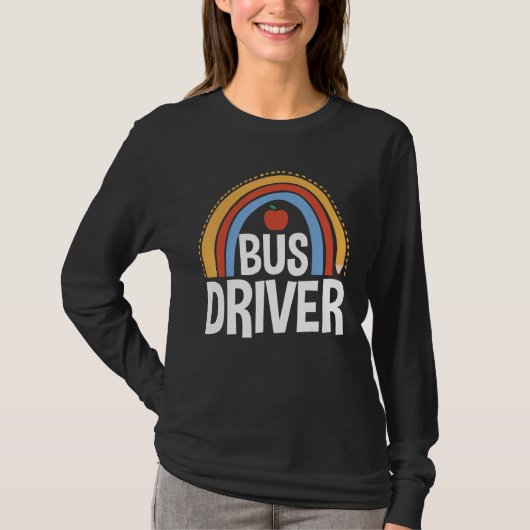 T-shirt Back To School Appreciation Boho Rainbow Bus Drive (Devant)