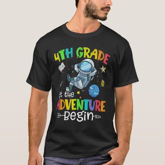 T-shirt Back To School Astronaut 4th Grade Let The Adventu (Devant)
