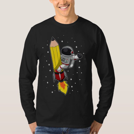 T-shirt Back To School Astronaut Pencil Rocket Space Funny (Devant)