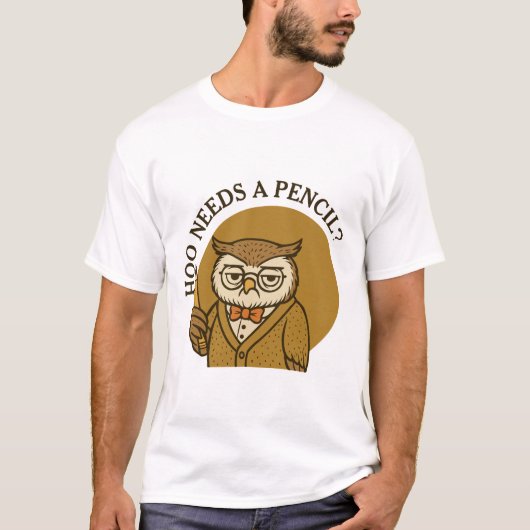 T-shirt Back to school - cute owl - hoo needs a pencil (Devant)