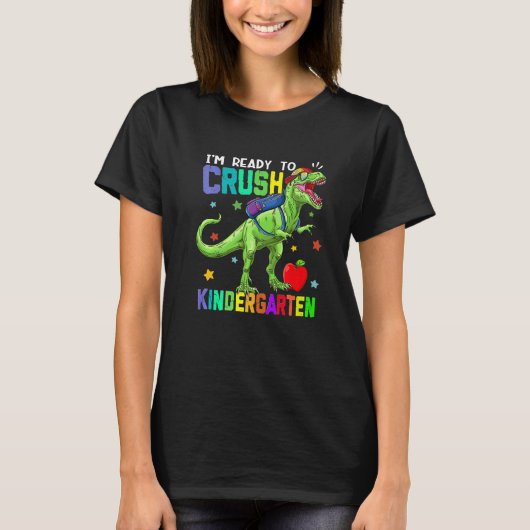 T-shirt Back To School Dinosaur Boys I'm Ready To Crush Ki (Devant)