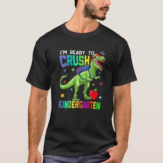 T-shirt Back To School Dinosaur Boys I'm Ready To Crush Ki (Devant)