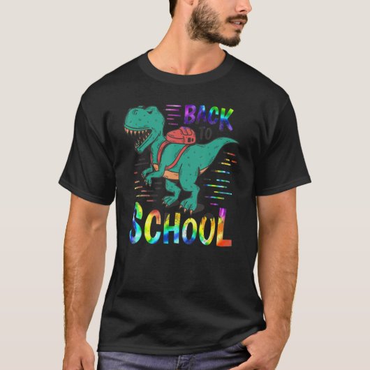 T-shirt Back To School Dinosaur Tye Dye Teacher Students B (Devant)