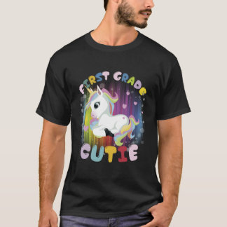 T-shirt Back To School First Grade Unicorn Cutie Unicorn