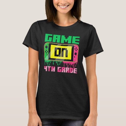 T-shirt Back To School Game On 4th Grade Video Gamer Fourt (Devant)