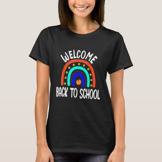 T-shirt Back To School Happy First Day Of School Rainbow T (Devant)