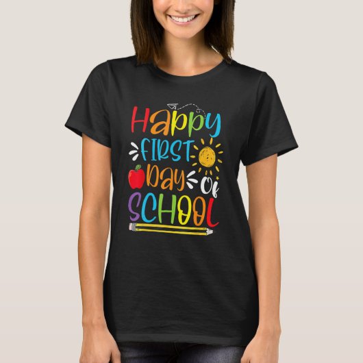 T-shirt Back To School Happy First Day Of School Teacher S (Devant)