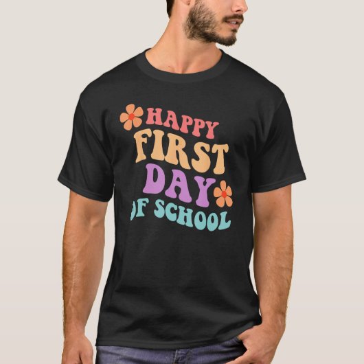 T-shirt Back to School Happy First Day of School Teacher S (Devant)