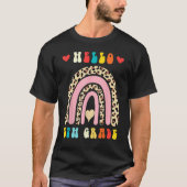 T-shirt Back To School Hello Fifth 5th Grade Rainbow Leopa (Devant)