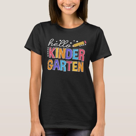 T-shirt Back To School Hello Kindergarten Teacher Student  (Devant)