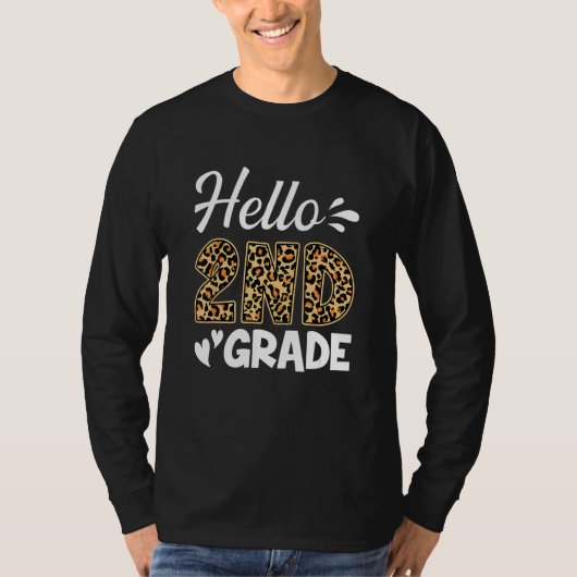 T-shirt Back To School Hello Second Grade 2nd Grade Leopar (Devant)
