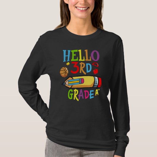 T-shirt Back To School Hello Third 3rd Grade For Kids (Devant)