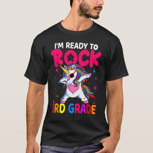 T-shirt Back To School I m Ready To Rock 3rd Grade Dabbing (Devant)