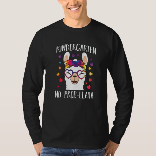 T-shirt Back To School Kindergarten No Prob Llama Teacher (Devant)