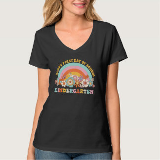 T-shirt Back To School Kindergarten Retro Groovy Rainbow T