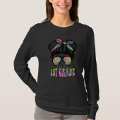 T-shirt Back To School Messy Bun Hello 1st Grade First Gra (Devant)