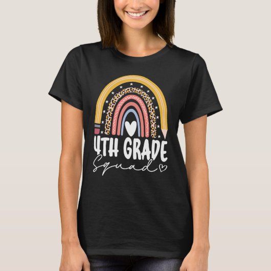 T-shirt Back To School Rainbow 4th Fourth Grade Squad For (Devant)