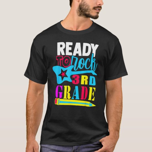 T-shirt Back To School Ready To Rock 3rd Third Grade Teach (Devant)