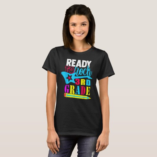 T-shirt Back To School Ready To Rock 3rd Third Grade Teach (Devant entier)