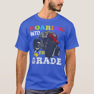 T-shirt Back To School Roaring Into 4th Grade Monster Truc