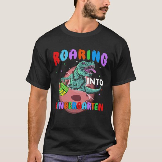 T-shirt Back to School Roaring Kindergarten Dinosaur Rex B (Devant)