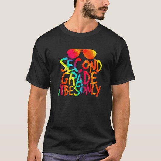 T-shirt Back To School Second Grade Vibes Only Cool (Devant)
