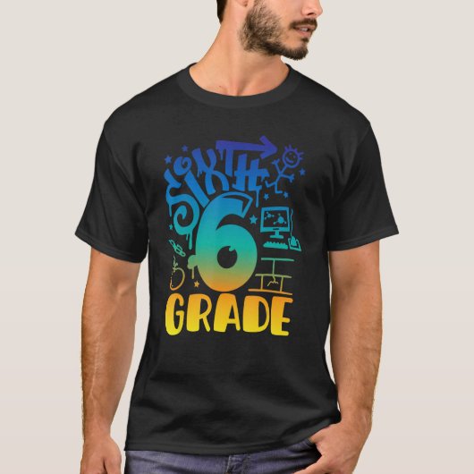 T-shirt Back To School Sixth 6th Grade Teacher Boys Graffi (Devant)