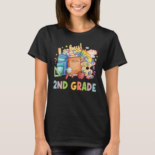 T-shirt Back To School Students Teacher Hey 2nd Second Gra (Devant)