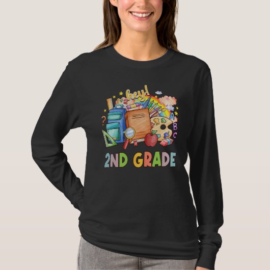 T-shirt Back To School Students Teacher Hey 2nd Second Gra (Devant)