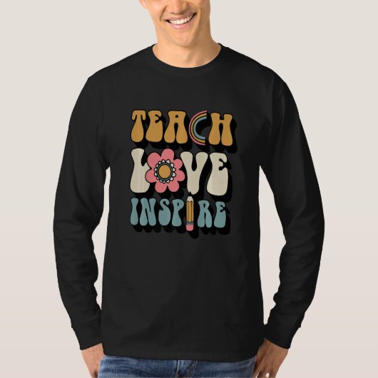 T-shirt Back To School Teach Love Inspire Retro Teacher (Devant)