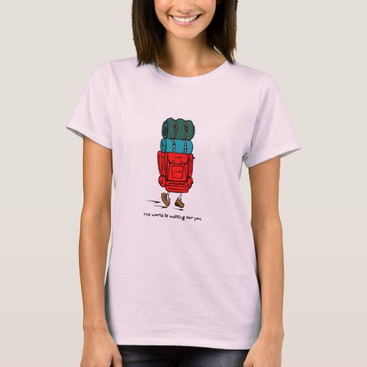 T-shirt Backpacker Backpack Le monde vous attend (Devant)