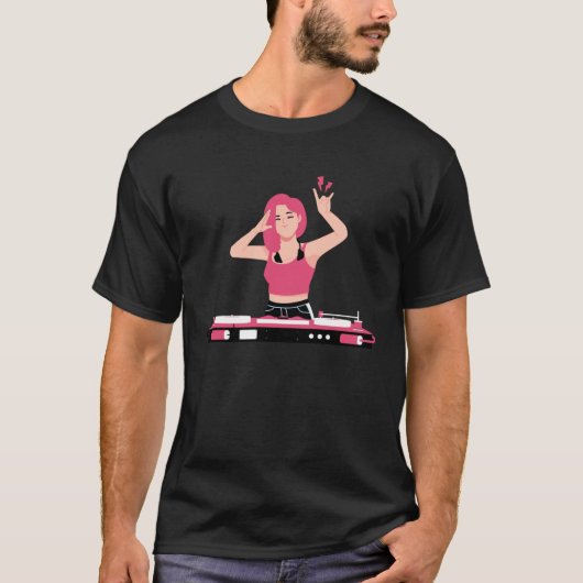 T-shirt Backprint awesome DJ girl (Devant)