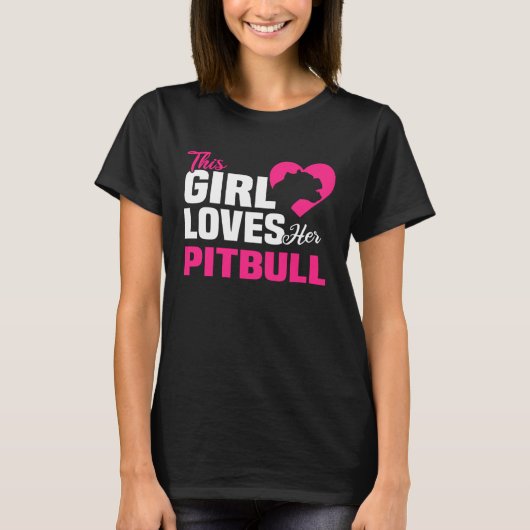 T-shirt Backprint Cette fille aime son chien Pitbull et se (Devant)