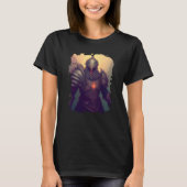 T-shirt Backprint Epic fantasy knight a hero into the shad (Devant)