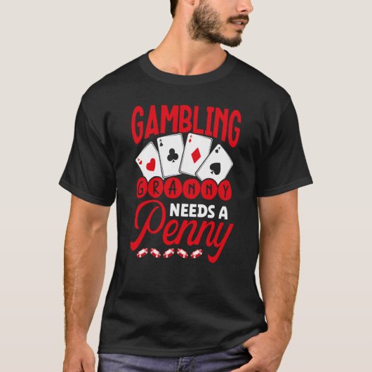 T-shirt Backprint Gambling Granny Needs A Penny Casino (Devant)