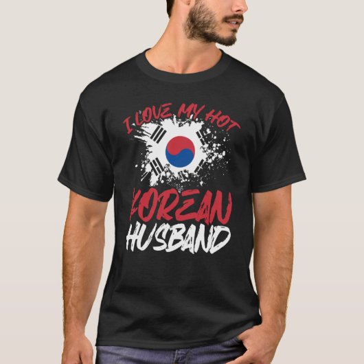 T-shirt Backprint J'Aime Mon Mari Coréen Chaud (Devant)