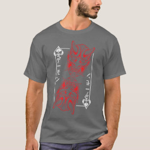 T-shirt Backprint Japonais Oni Masque Demon Masque Bushido
