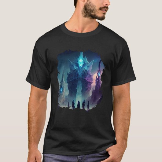 T-shirt Backprint Mystical alien planet futuristic journey (Devant)