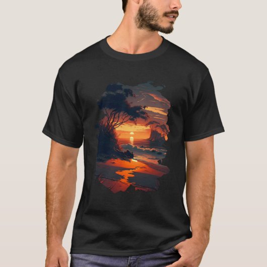 T-shirt Backprint Plage de rêve tropical Détente en mer ou (Devant)