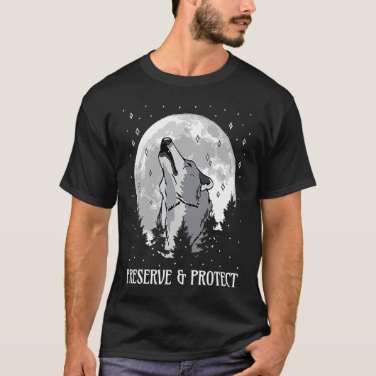 T-shirt Backprint Preserve and Protect wolves and wolf pac (Devant)