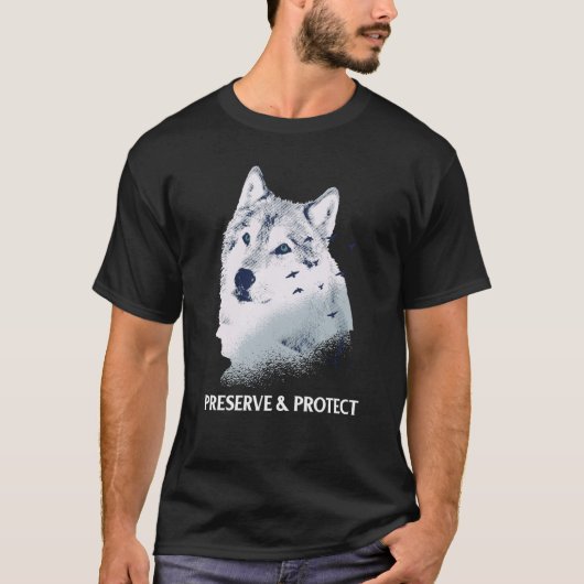 T-shirt Backprint Preserve and Protect wolves and wolf pac (Devant)