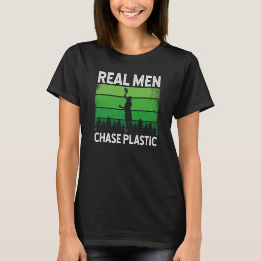 T-shirt Backprint Real Men Chase Plastic Ultimate Frisbee (Devant)