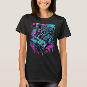 T-shirt Backprint Retrowave DJ Techno Futuresynth Synthwav