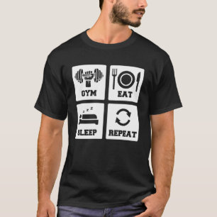 T-shirt Backprint salle de sport manger sommeil répéter fo