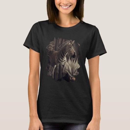 T-shirt Backprint The photorealistic zebra in its wild (Devant)