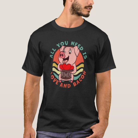 T-shirt Bacon All you need is love and bacon (Devant)